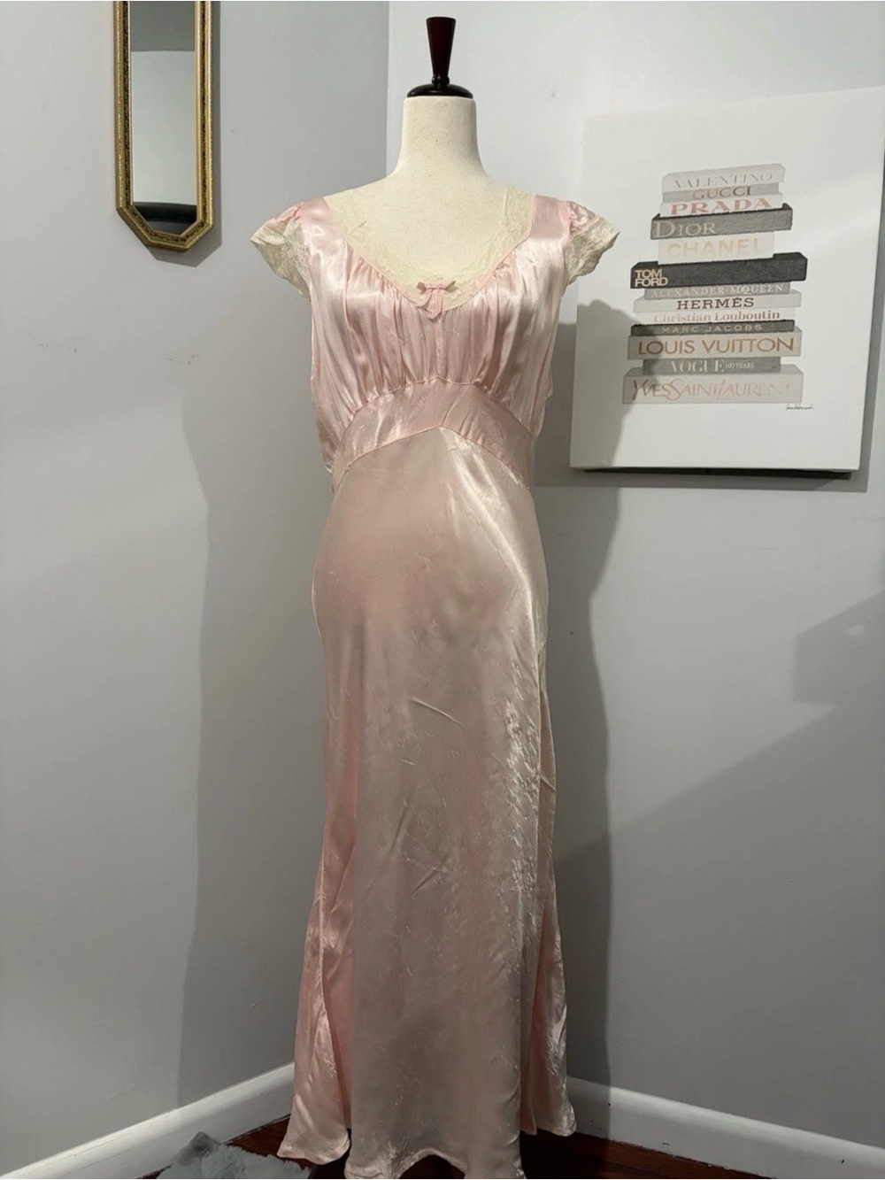 1930s-1940s Silk Rayon Bias Cut Slip Dress